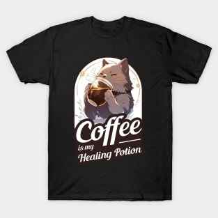 Cute Cat Coffee Design T-Shirt